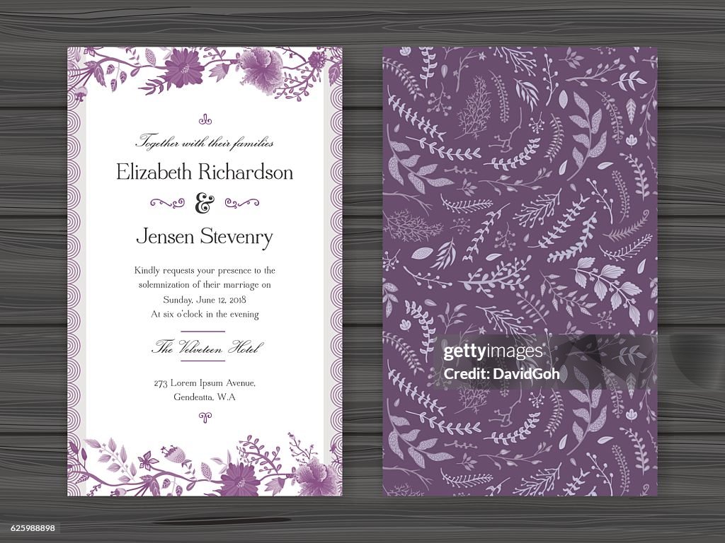 Plantilla de invitación de boda floral