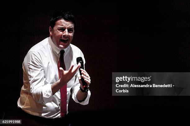 Italy's Prime Minister Matteo Renzi holds an electoral rally ahead of the referendum vote on November 26, 2016 in Rome, Italy.