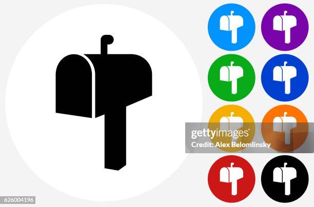 mail box icon on flat color circle buttons - mailbox stock illustrations