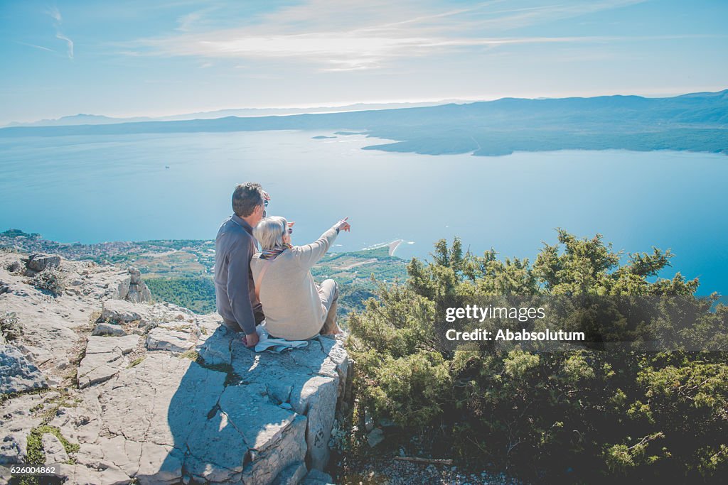 Senior Caucasian Couple on Vidova Gora, Brac, Dalmatia, Croatia, Europe