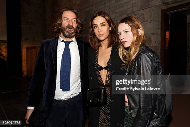 Christa Theret , Frederic Beigbeder and Victoria Olloqui attend closing ceremony of Russian Film Festival on November 26, 2016 in Honfleur, France.