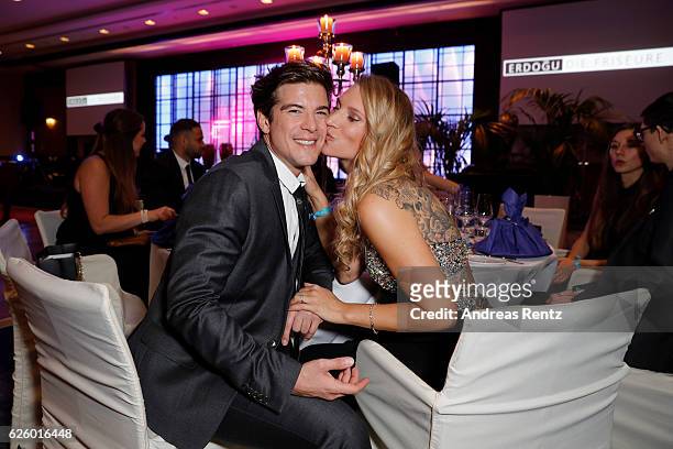 Philipp Danne and his girlfriend Viktoria Schuessler attend the charity event dolphin aid gala - 'Dolphin's Night' at InterContinental Hotel on...