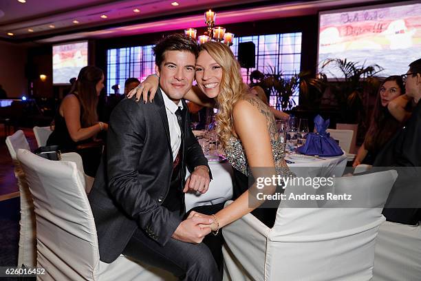 Philipp Danne and his girlfriend Viktoria Schuessler attend the charity event dolphin aid gala - 'Dolphin's Night' at InterContinental Hotel on...