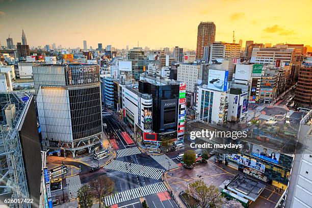 shibuya crossing, tokyo - cruzamento de shibuya imagens e fotografias de stock