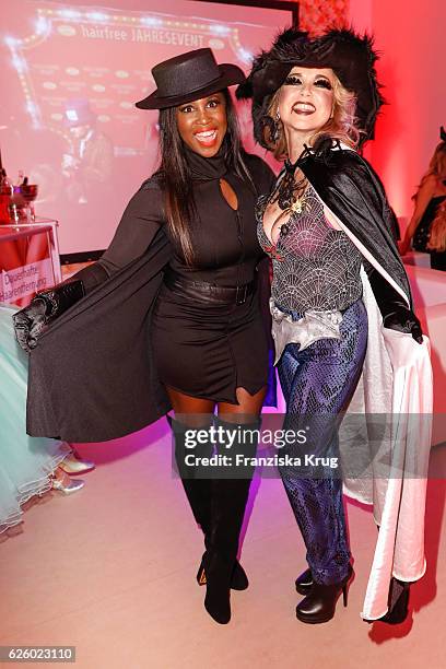 Motsi Mabuse and Tina Ruland attend the Hollywood Superhero Fairytale Night hosted by Jens Hilbert on November 26, 2016 in Darmstadt, Germany.