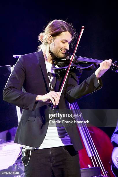 German violinist David Garrett performs live during a concert at the Mercedes-Benz Arena on November 26, 2016 in Berlin, Germany.