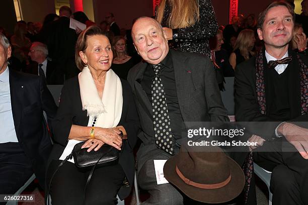 Artist, painter Georg Baselitz and his wife Elke Baselitz during the PIN Party - Let's party 4 art' at Pinakothek der Moderne on November 26, 2016 in...