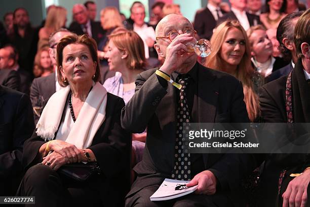 Artist Georg Baselitz and his wife Elke Baselitz during the PIN Party - Let's party 4 art' at Pinakothek der Moderne on November 26, 2016 in Munich,...
