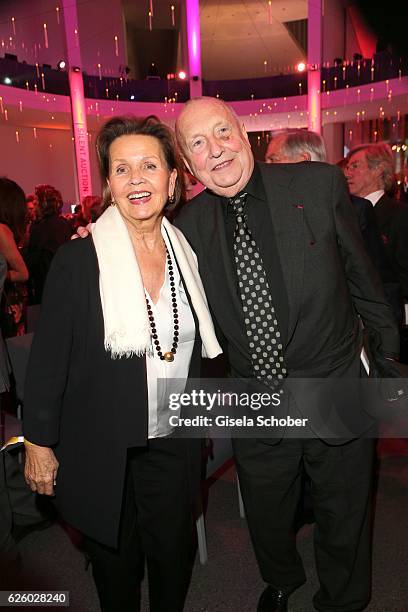 Artist, painter Georg Baselitz and his wife Elke Baselitz during the PIN Party - Let's party 4 art' at Pinakothek der Moderne on November 26, 2016 in...