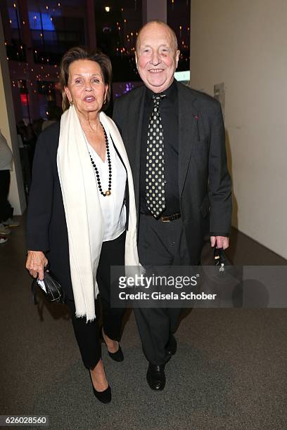 Artist, painter Georg Baselitz and his wife Elke Baselitz during the PIN Party - Let's party 4 art' at Pinakothek der Moderne on November 26, 2016 in...