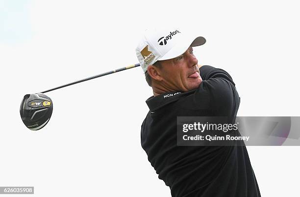 Alex Cejka of Germany tees off during day four of the World Cup of Golf at Kingston Heath Golf Club on November 27, 2016 in Melbourne, Australia.