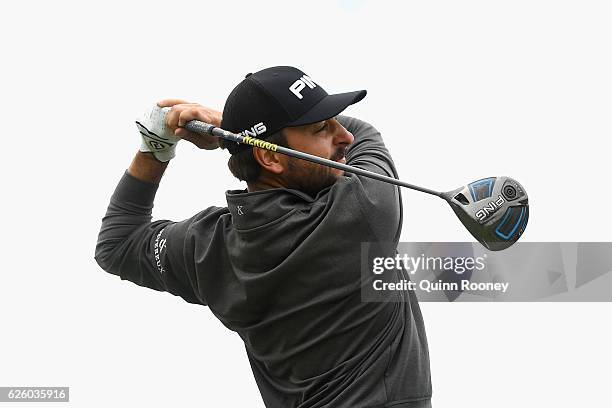 Stephan Jaeger of Germany tees off during day four of the World Cup of Golf at Kingston Heath Golf Club on November 27, 2016 in Melbourne, Australia.