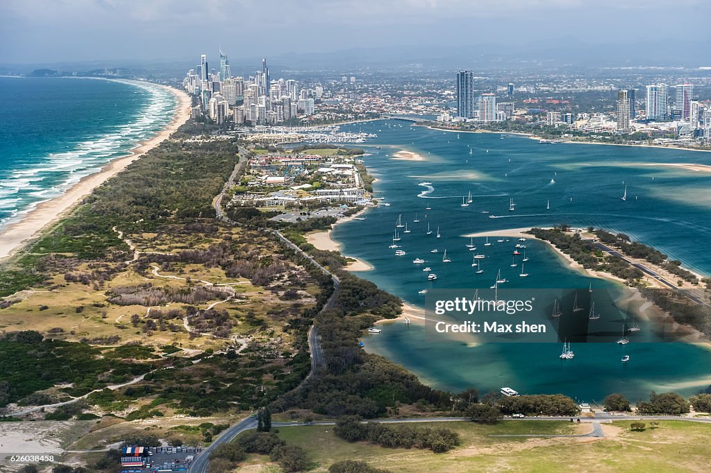 Overlooking view of the gold coast in Australia.
