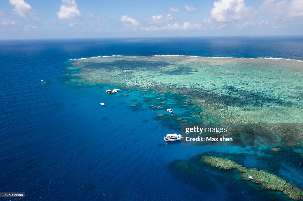 Overlooking view of the Norman reef in Great barrier Reef, Australia