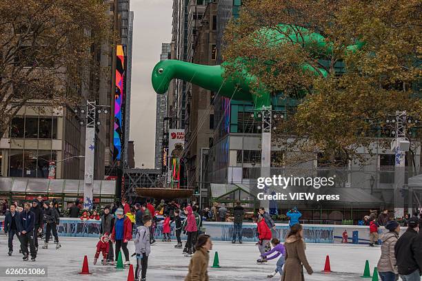 Balloon floats at the 90th annual Macy's Thanksgiving Day Parade near to Bryant Park ice rink on November 24, 2016 in New York City.