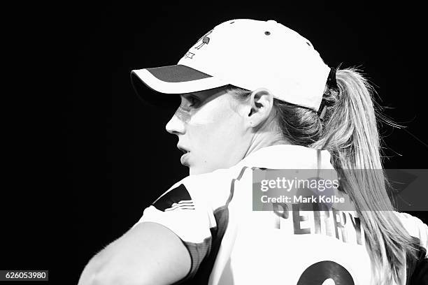Ellyse Perry of Australia watches on in the outfield during the women's One Day International match between the Australian Southern Stars and South...