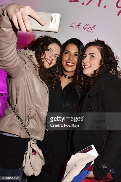 Presenter Ayem Nour from mad Mag NRJ12 TV pose for a selfie with fans during L.A. Girl Paris Cosmetics Launch and Fahaid Sanober 8TH Anniversary...