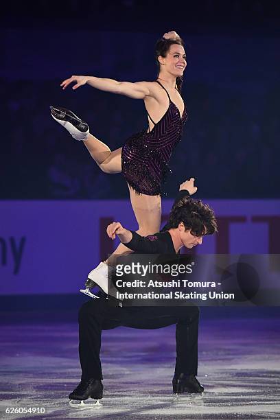 Tessa Virtue and Scott Moir of Canada perform in the gala exhibition during the ISU Grand Prix of Figure Skating NHK Trophy on November 27, 2016 in...