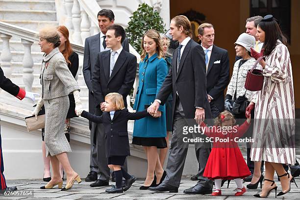 Princess Caroline of Hanover, Sacha Casiraghi, Louis Ducruet, Princess Alexandra of Hanover,Andrea Casiraghi, India Casiraghi and Tatiana Santo...