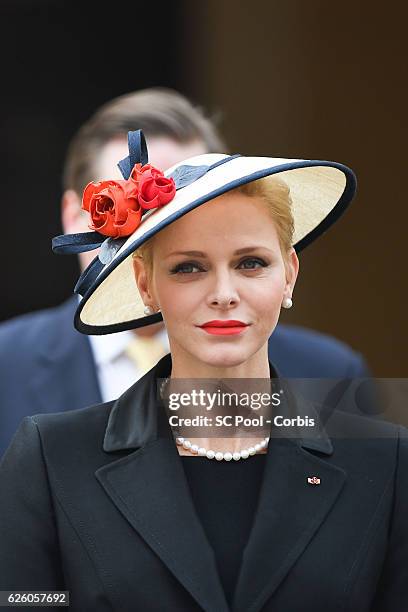 Princess Charlene of Monaco attends the Monaco National Day Celebrations in the Monaco Palace Courtyard on November 19, 2016 in Monaco, Monaco.