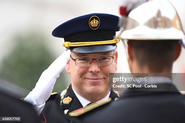 Prince Albert II of Monaco attends the Monaco National Day Celebrations in the Monaco Palace Courtyard on November 19, 2016 in Monaco, Monaco.