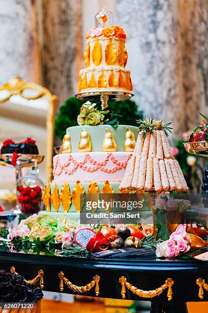 colorful ornated pastry - fruit cake stock pictures, royalty-free photos & images