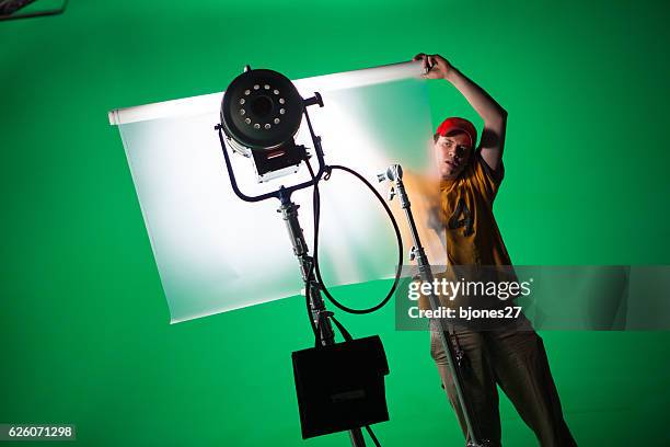film crew - film set lighting stock pictures, royalty-free photos & images