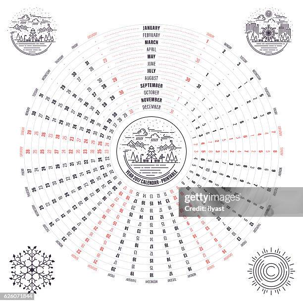 kreiskalender 2017 - 2017 calendar stock-grafiken, -clipart, -cartoons und -symbole