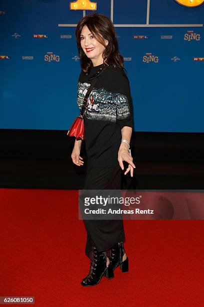 Iris Berben attends the European premiere of 'Sing' at Cinedom on November 27, 2016 in Cologne, Germany.