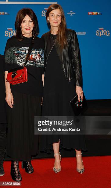 Iris Berben and Alexandra Maria Lara attend the European premiere of 'Sing' at Cinedom on November 27, 2016 in Cologne, Germany.