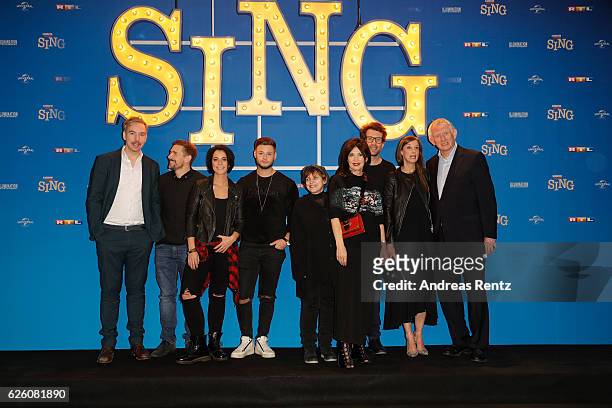 The German dubbing actors of the European premiere of 'Sing' at Cinedom on November 27, 2016 in Cologne, Germany.