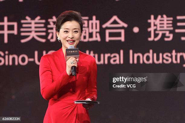 Hostess Yang Lan hosts an opening ceremony held by I Do Cultural Corporation on November 25, 2016 in Beijing, China.
