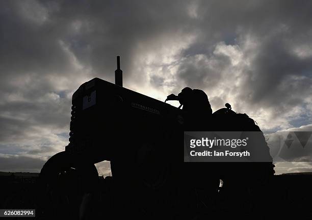 Competitor takes part in the annual ploughing match on November 27, 2016 in Staithes, United Kingdom. The event which is held each year in fields...