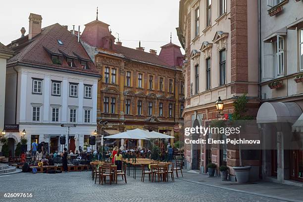 the old city before dusk - lubiana stock pictures, royalty-free photos & images