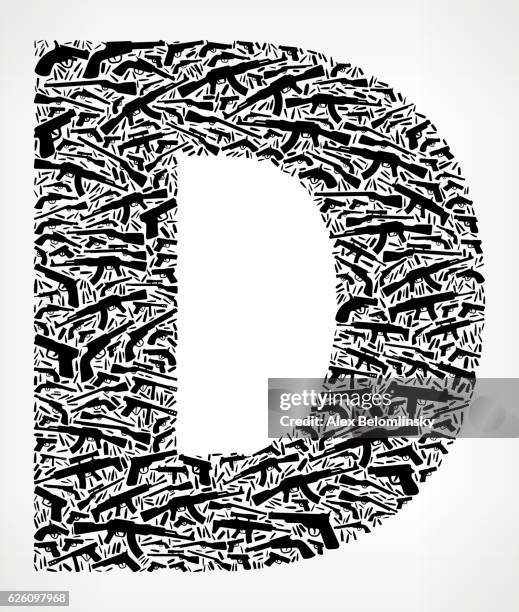 letter d gun black icon pattern background - text bullets stock illustrations
