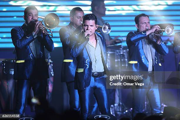 Vincen Melendres García performs during a concert of La Arrolladora Banda el Limon as part of the tour USA 2016 at Farwest on November 25, 2016 in...