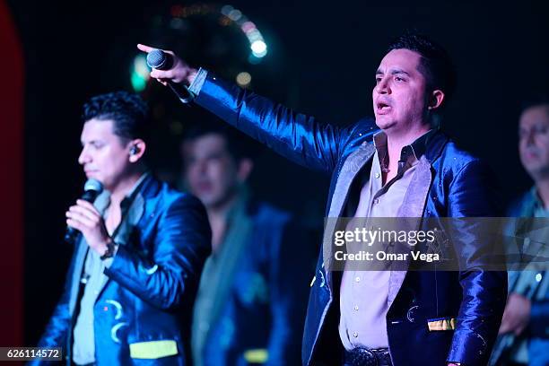 José Isidro Beltrán Cuen performs during a concert of La Arrolladora Banda el Limon as part of the tour USA 2016 at Farwest on November 25, 2016 in...