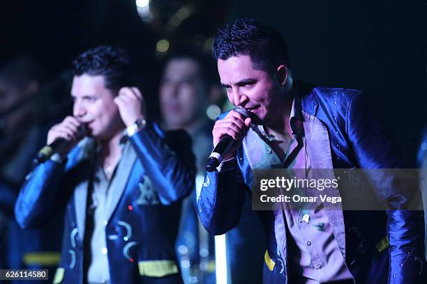 José Isidro Beltrán Cuen performs during a concert of La Arrolladora Banda el Limon as part of the tour USA 2016 at Farwest on November 25, 2016 in...