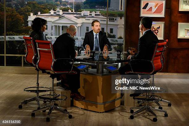 Pictured: Helene Cooper, Pentagon Correspondent, The New York Times, Matt Bai, National Political Columnist, Yahoo! News, moderator Chuck Todd,...