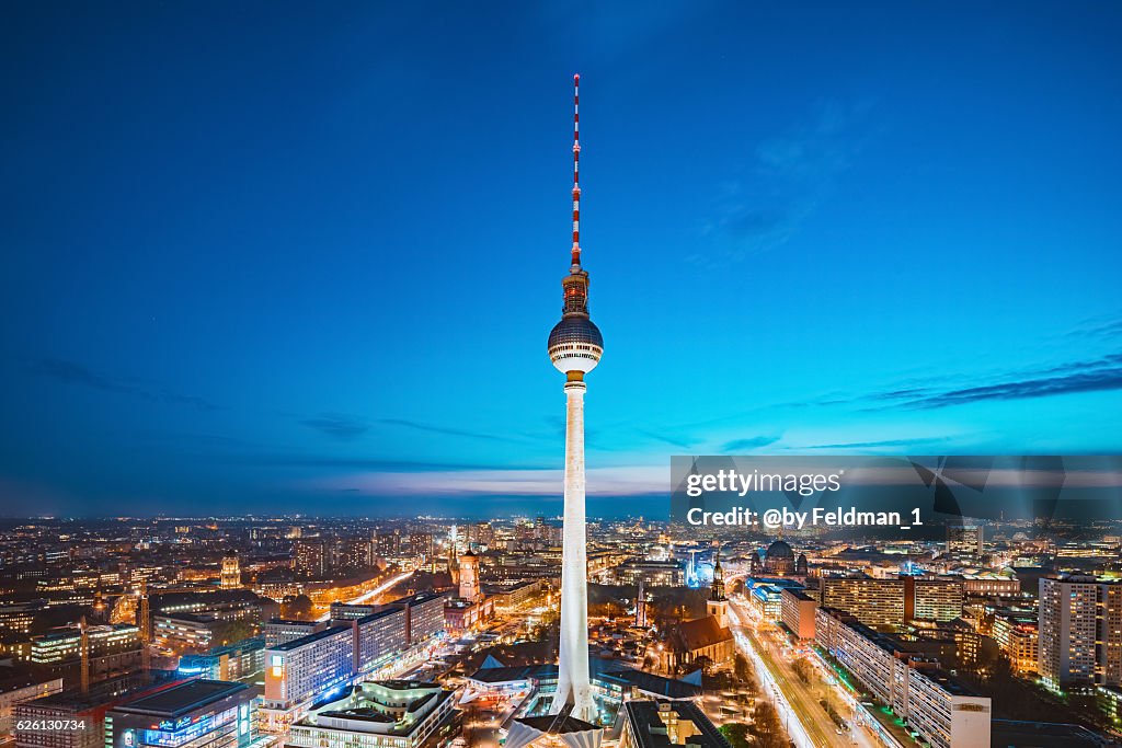 Berlin Skyline at dusk with TV tower