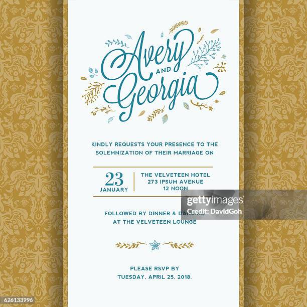 bildbanksillustrationer, clip art samt tecknat material och ikoner med floral wedding invitation template - elegans