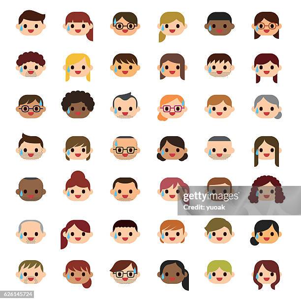 cold sweat people icons - people emoticon stock illustrations