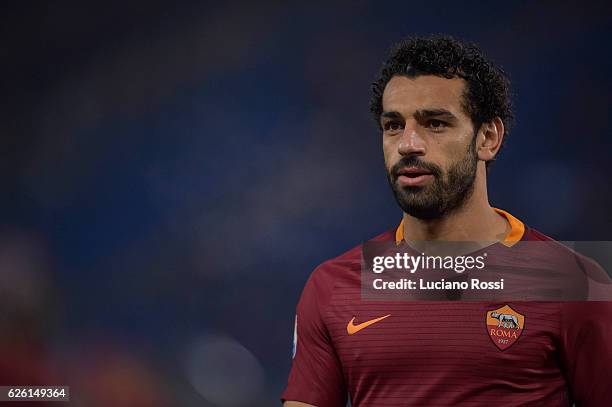 Mohamed Salah of AS Roma during the Serie A match between AS Roma and Pescara Calcio at Stadio Olimpico on November 27, 2016 in Rome, Italy.