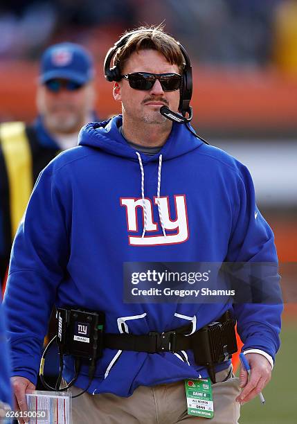 Head coach Ben McAdoo of the New York Giants looks on during the fourth quarter against the Cleveland Browns at FirstEnergy Stadium on November 27,...