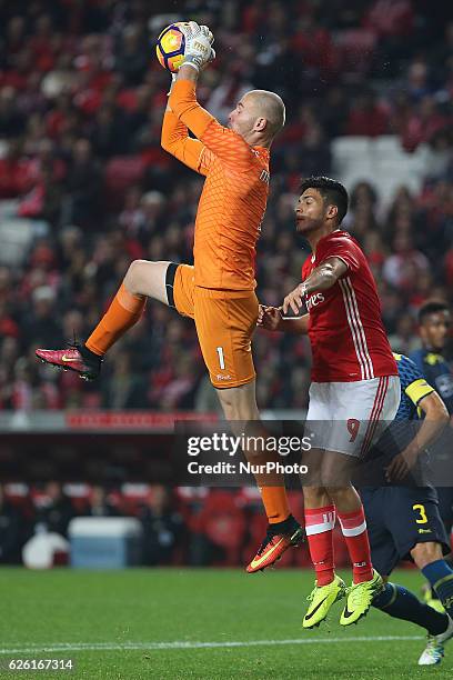 Moreirenses goalkeeper Giorgi Makaridze during Premier League 2016/17 match between SL Benfica and Moreirense FC, at Estadio da Luz in Lisbon on...