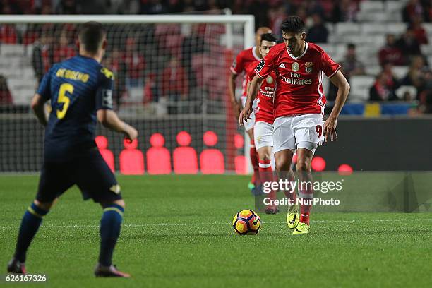 Benficas forward Raul Jimenez from Mexico during Premier League 2016/17 match between SL Benfica and Moreirense FC, at Estadio da Luz in Lisbon on...