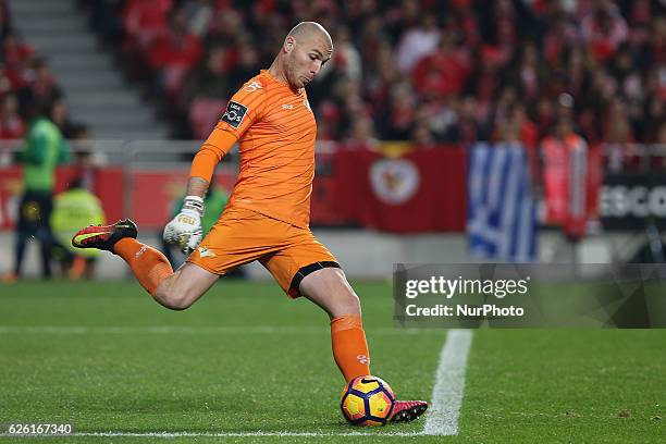 Moreirenses goalkeeper Giorgi Makaridze during Premier League 2016/17 match between SL Benfica and Moreirense FC, at Estadio da Luz in Lisbon on...