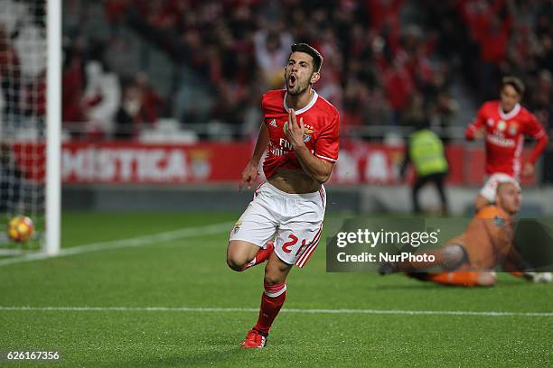 Benficas midfielder Pizzi from Portugal celebrating after scoring a goal during Premier League 2016/17 match between SL Benfica and Moreirense FC, at...