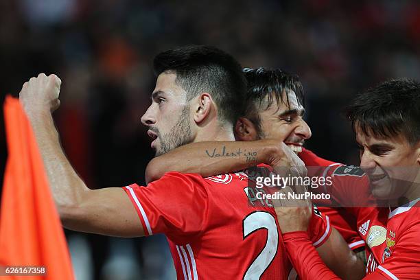 Benficas midfielder Pizzi from Portugal celebrating after scoring a goal during Premier League 2016/17 match between SL Benfica and Moreirense FC, at...