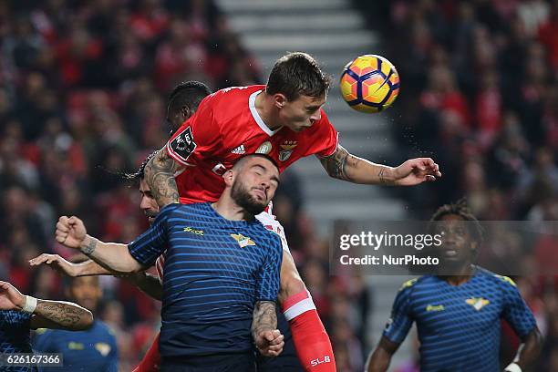 Benficas defender Victor Lindelof from Sweden during Premier League 2016/17 match between SL Benfica and Moreirense FC, at Estadio da Luz in Lisbon...